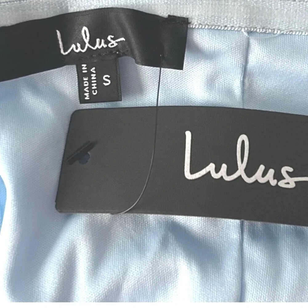 LULUS Blue Strapless Tulle Tiered Maxi Dress‎ Formal Prom S NWT - Picture 9 of 9